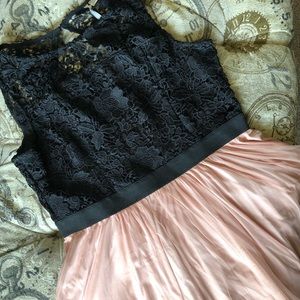 LC Lauren Conrad Black Crochet Tulle Skater Dress